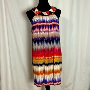 Trina Turk halter dress with beading and 100% silk lining size 4